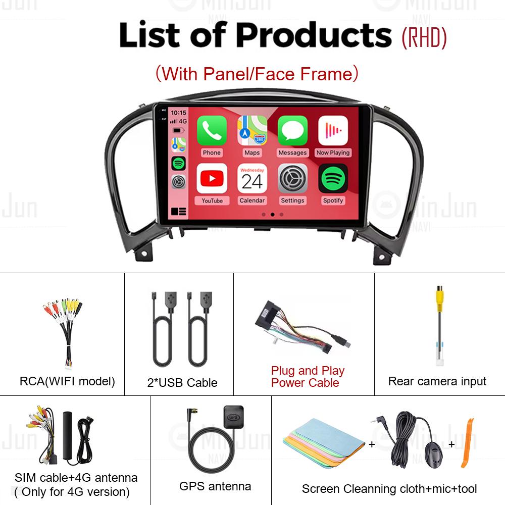 9 Inch Android 14 Car Radio Autoradio for Nissan Juke YF15 2010-2014 Multimedia Carplay Player Headunit Stereo Navigation GPS