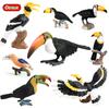 Oenux Garden Bird Figurines Snowy Owl Toucan Bucerotidae Animals Model PVC Action Figures Collection Toys For Kids Birthday Gift