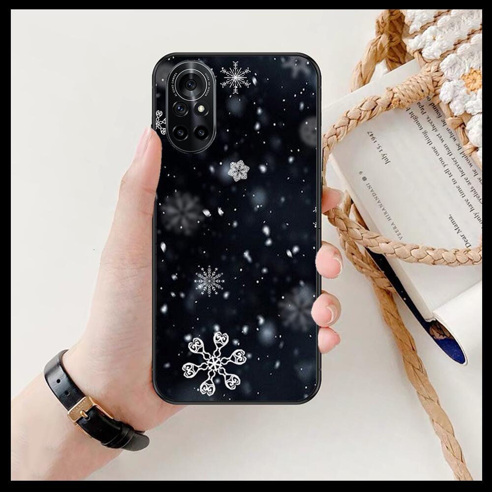 Beautiful Christmas with Snowflakes Clear Phone Case For Huawei Honor 20 10 9 8A 7 5T X Pro Lite  5G  Black Etui Coque Hoesjes C