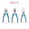 3pcs 8''/6”Universal Multifunctional Diagonal Pliers Needle Nose Pliers Hardware Tools Wire Cutters Electrician Wire Pliers