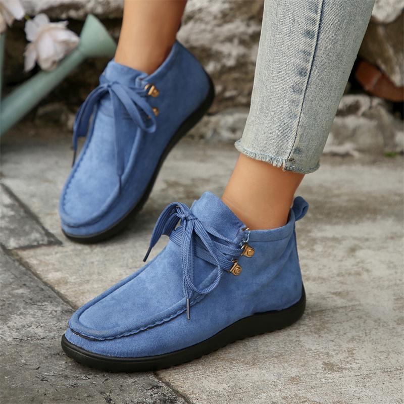 Hot Sale Brown Women's Loafers Shoes Size 43 Autumn Suede Casual Shoes Woman Flat Soft Sole Ankle Shoes Women Zapatos De Cuero