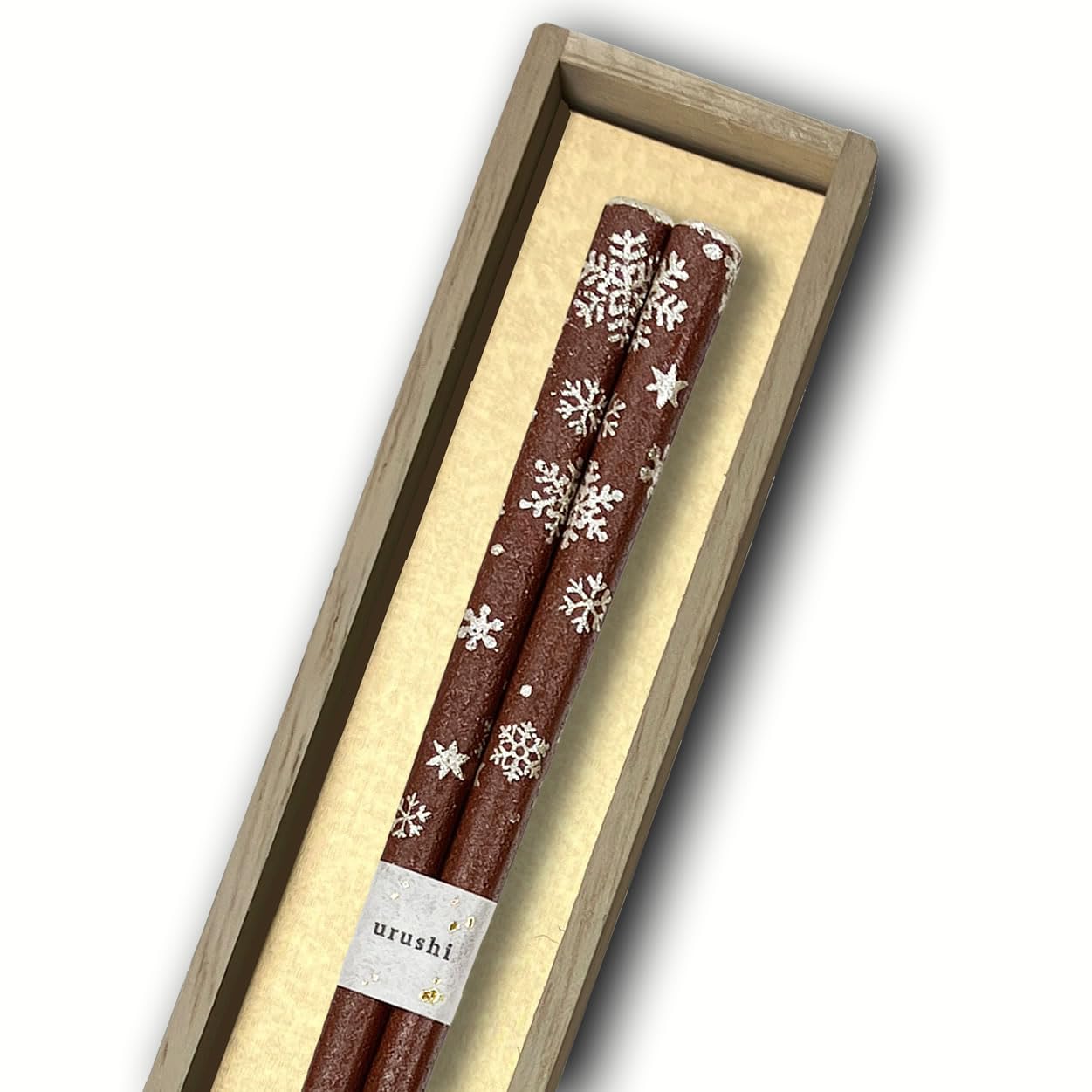 Hashimoto Kosaku Lacquerware Shop Snow Flower Wajima Lacquer Chopsticks, Dry Lacquer Finish, in Paulownia Wood Box, 22.5cm, Made in Japan, Natural Lac