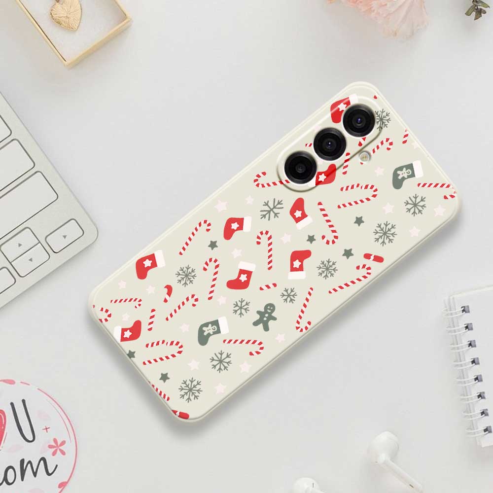 For Samsung Galaxy A17 5G Case Red Grey Socks and Canes Pattern Printing Straight Edge TPU Phone Back Cover