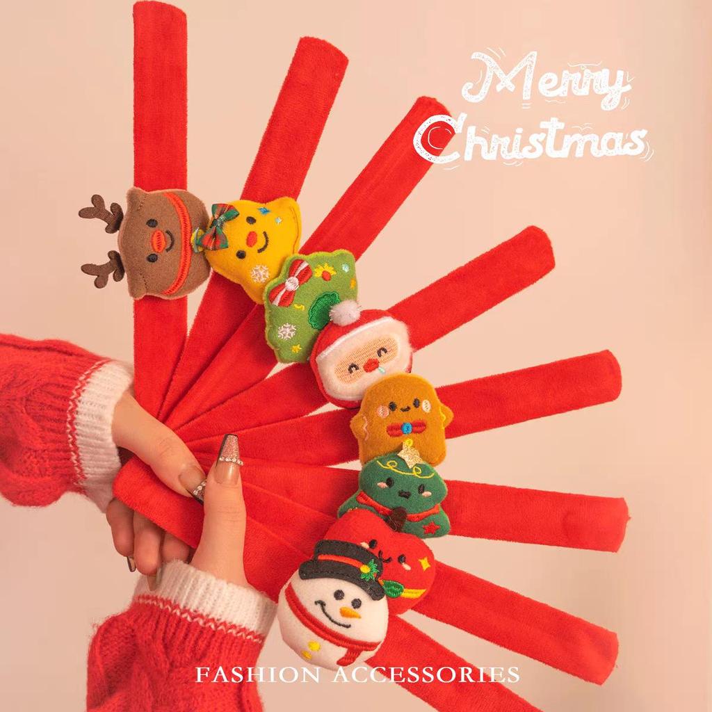 2025 Women's Christmas Snap Bracelet - Plush Cartoon Elk & Snowman Design