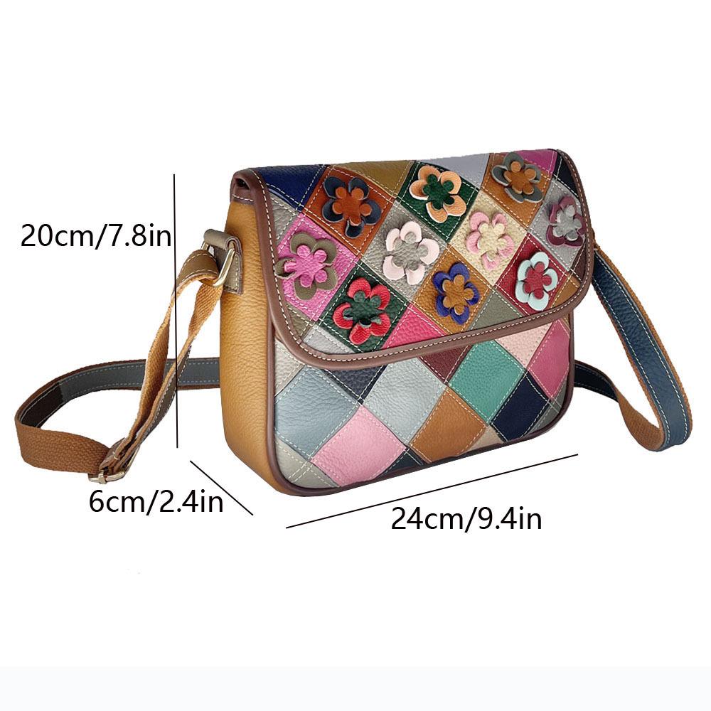 Modna damska torba skórzana w kolorze Splicing Flower Plaid Bag torba na telefon komórkowy Casualowa uniwersalna torba na ramię