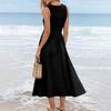 Ärmelloses Langes Freizeitkleid für Damen Sommer Einfarbig Einfach Entspannte Passform Maxikleid für den Alltag Urlaub Büro