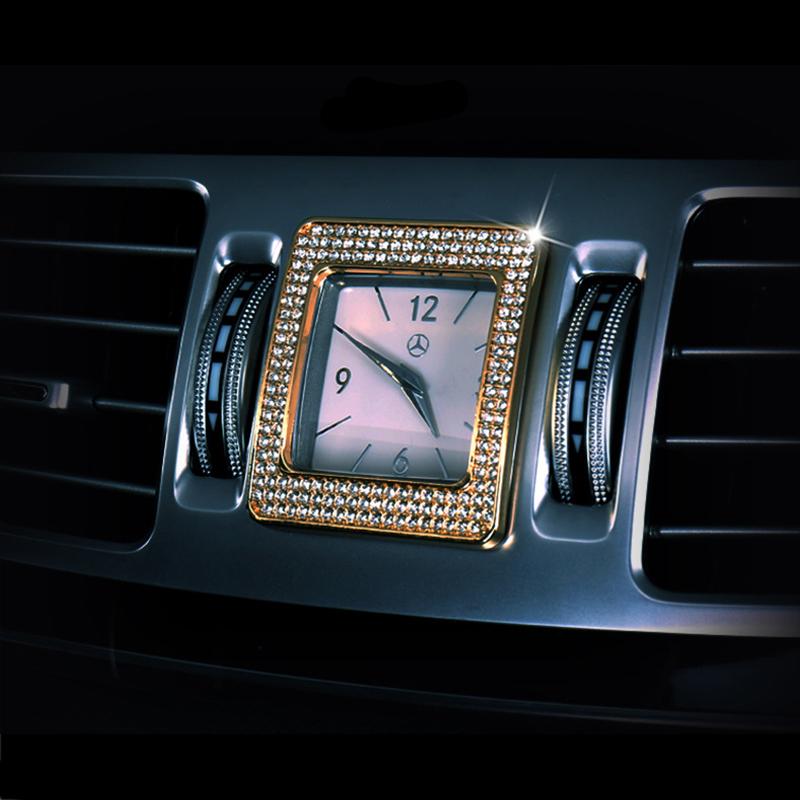 For Mercedes-Benz S E CLS Class W221 W212 C218 Gold Silvery Crystal Style Center Clock Frame Cover