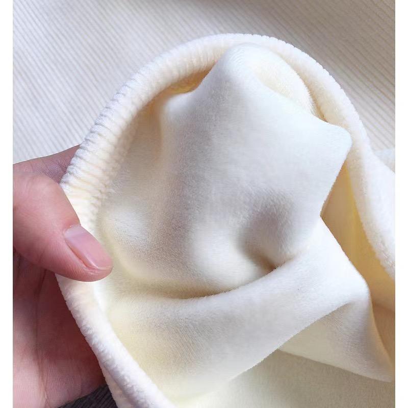 Women's Solid Elastic Waist Corduroy Wide Leg Pants Casual Sports Long Plush Trousers