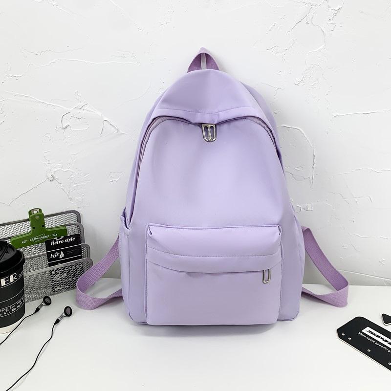 Schoolbag New Solid Color Versatile Backpack Leisure Travel Commuter Backpack Large Capacity Lightweight Student School Bag