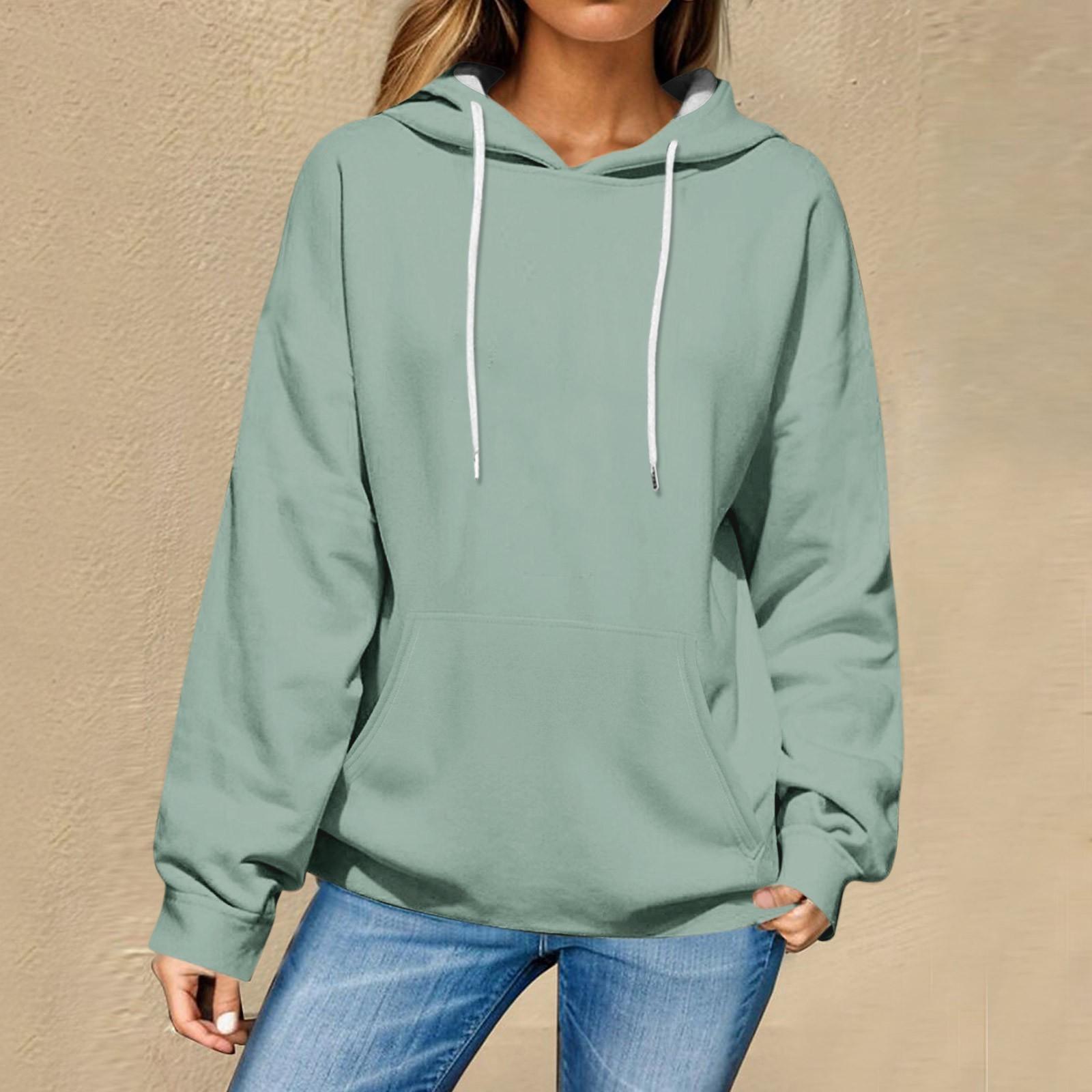 

Женские повседневные модные однотонные пуловеры с длинными рукавами, толстовки с капюшоном XXXL