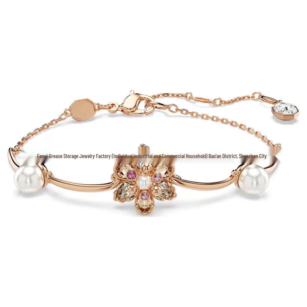 Idyllia Flower Dopamine Jewelry Set: Necklace, Bracelet, Earrings, Ring with Austria Crystals