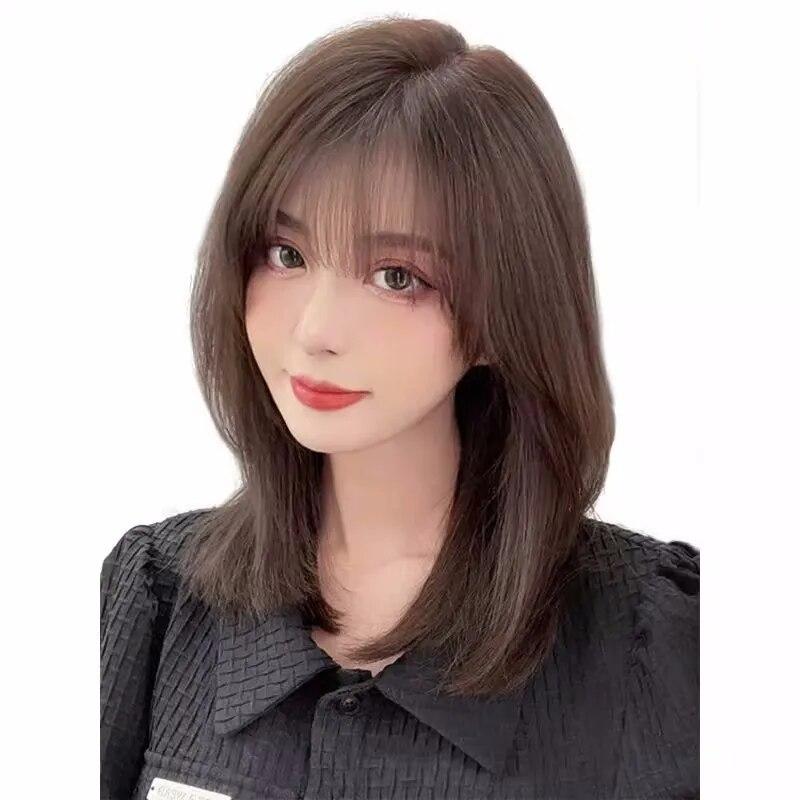 PAGEUP Synthetischer 3D-Pony, 25 cm, unsichtbar, nahtlos, Kopfhaar, Luft-Pony, Overhead, natürlich, unsichtbar, erhöht das Haarvolumen