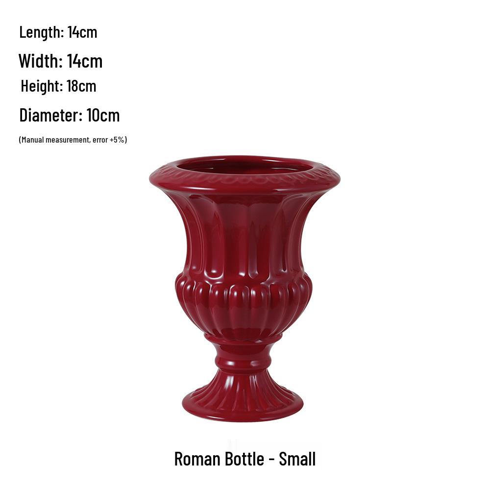 Čínská červená keramická váza ze poloviny století - Novoroční speciální ozdoba pro obývací pokoj nebo svatební aranžmá ze sušených květin