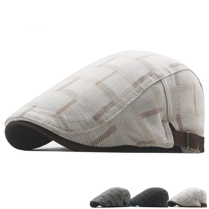 Peaked Hat Men's Spring Summer British Vintage Fashion Checkered Casual Painter Hat Women's Beret