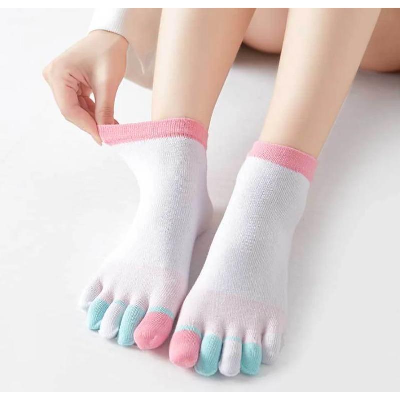 Women Sports Socks Separate Fingers High Tube Five Finger Crew Socks Yoga