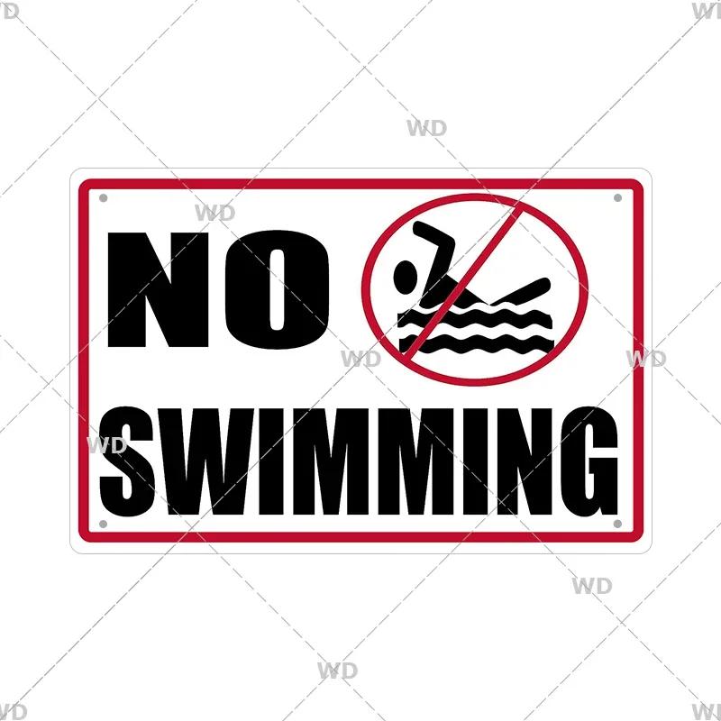 Tin Sign Pool Funny Rules Vintage Plaque Welcome Warning No Swimming Instruction Metal Sign For Home Pool Store Club Wall Decor