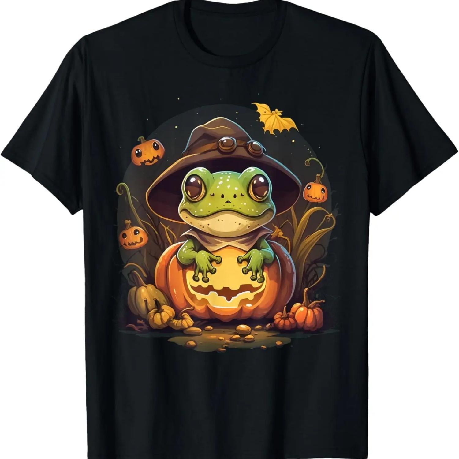 Pumpkin Frog costume on Frog Halloween T-Shirt S чёрный