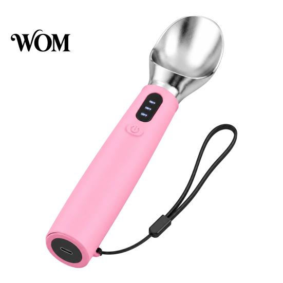 Elektryczna Łyżka do Lodów Podgrzewana Łyżka, Łyżka do Lodów z Akumulatorem i 3 Poziomami Ciepła, Łatwe Nakładanie Wyświetlacz LED, Bateria 2000 mAh do Twardych Lodów, Sorbetów, Zamrożonych Deserów