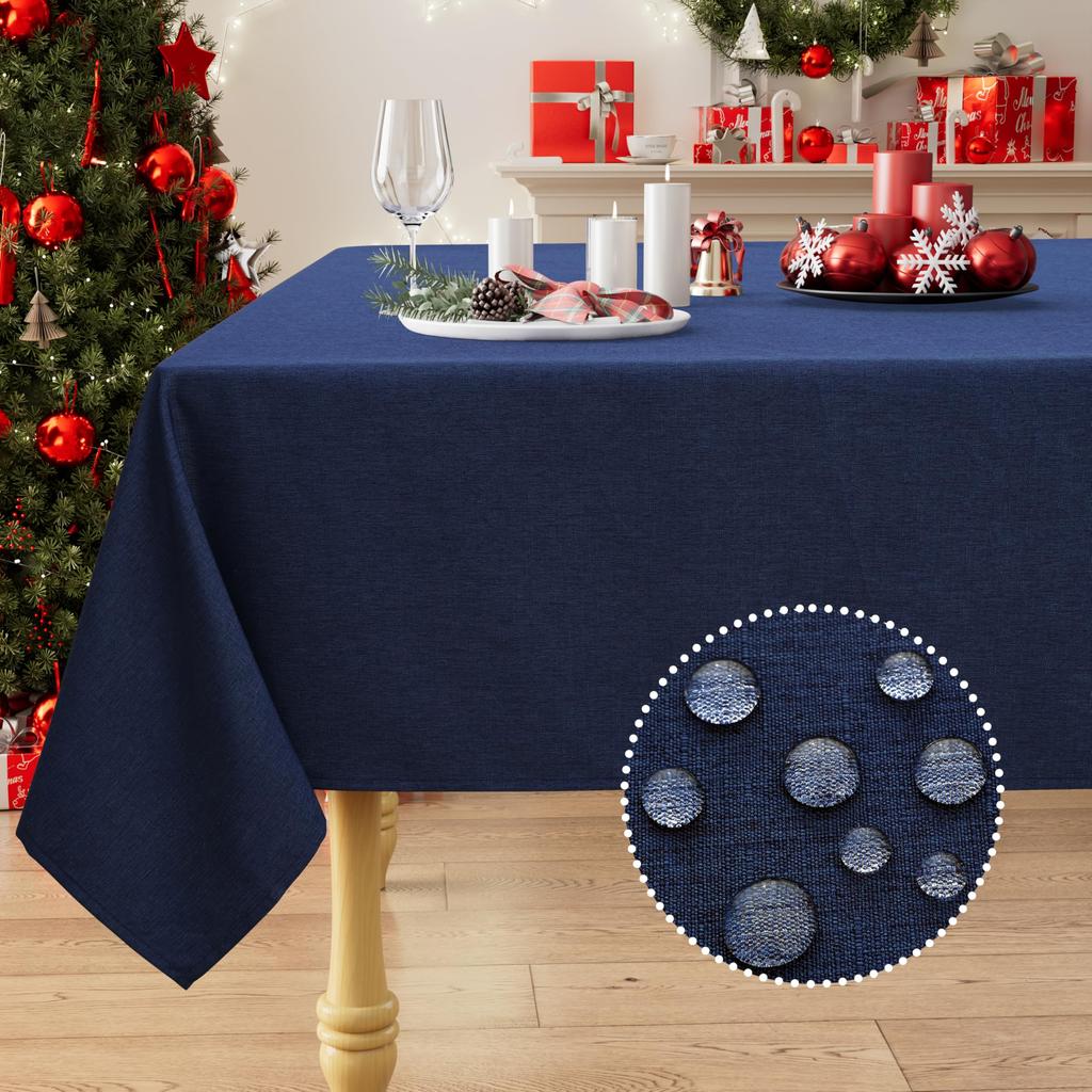 Olanly Waterproof Wipeable Fabric Tablecloth Washable Table Cover For Kitchen Dining Rectangle Tablecloth Faux Linen Table Cloth