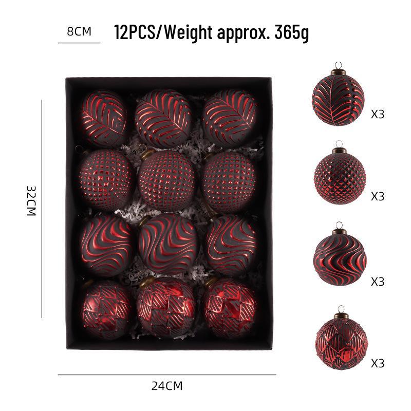 Retro 8cm Christmas Ball Set: 12 Decorative Ornaments for Festive Scenes and Tree Decoration