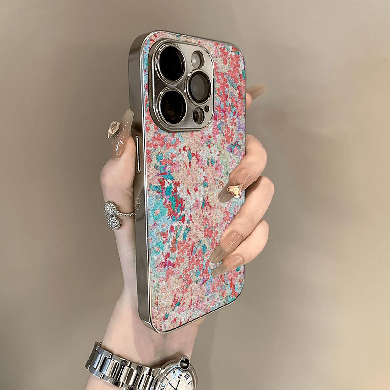 

Spring flower butterfly is suitable for Apple 16promax aesthetic temperament, fashionable female mobile phone case iPhone15 electroplating Apple 7