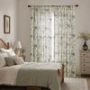 Curtain with Hole-Free Installation, Cotton Linen Printing Window Curtain, Light Blocking Privacy Protection Curtain for Bay Window