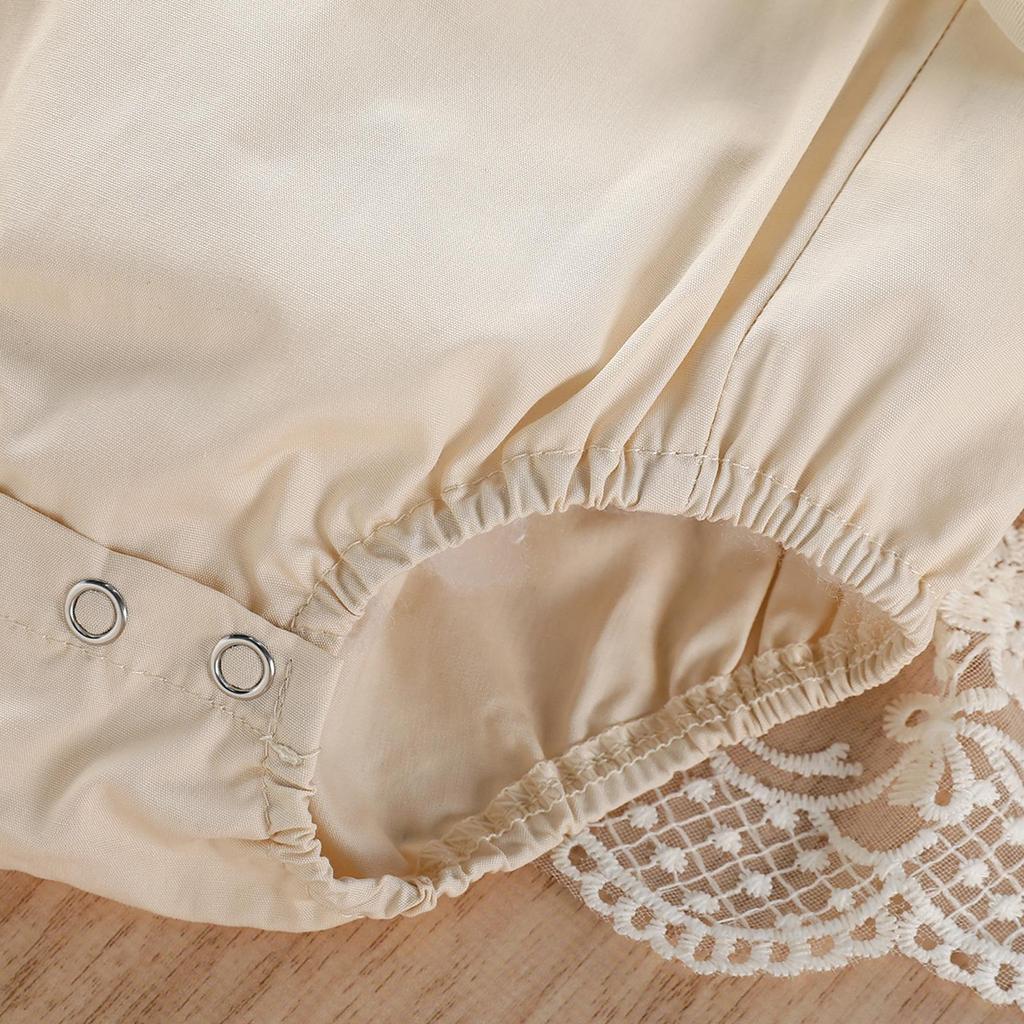 Pagliaccetto estivo per neonata, gonna ricamata in pizzo floreale semplice Cinghie regolabili a strati Costume intero, tuta con fondo a triangolo con bottoni a pressione