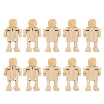 10PCS Unfinished Holz Roboter Holz Menschen Formen Figuren für DIY Malerei Kunst Handwerk