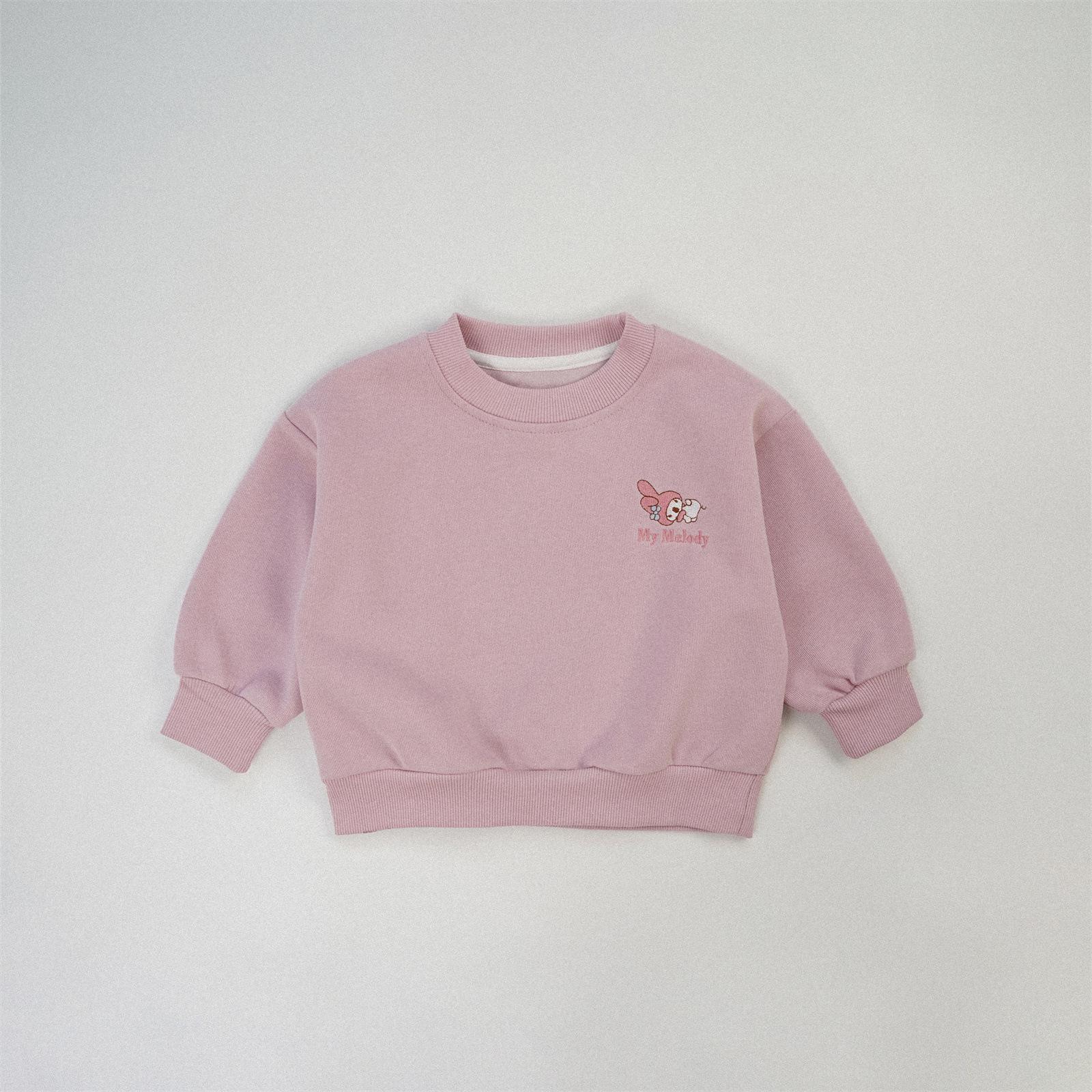 Children s Cute Embroidered Unisex Korean-Style Round Neck Hoodie for Autumn 130cm розовый