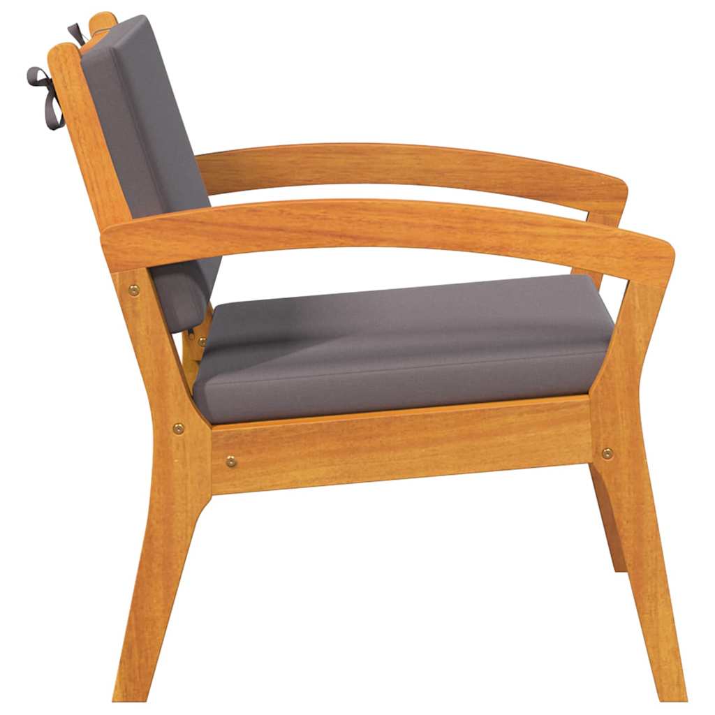 Garden Chair with Cushion 2 Pcs Oil Natural Solid Acacia Wood