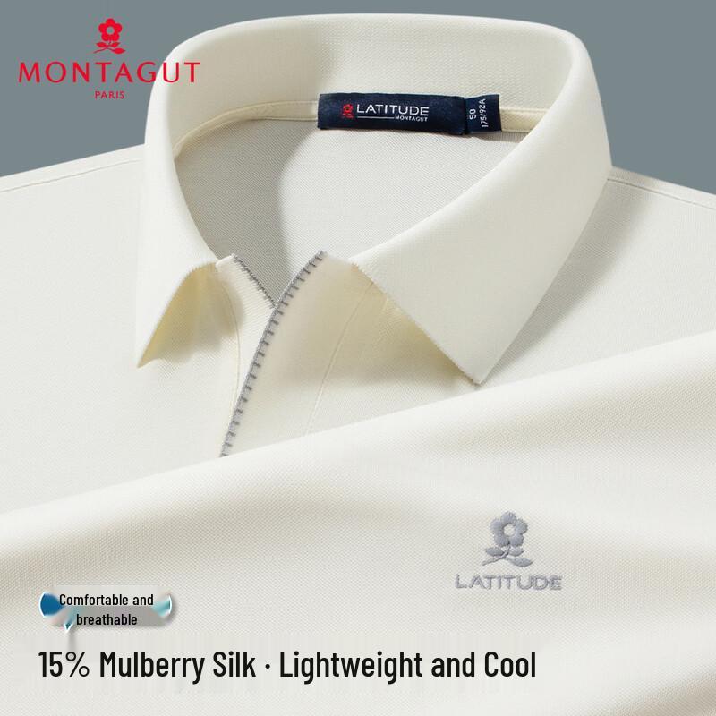 MONTAGUT Men s Silk Blend Antibacterial Polo Shirt M