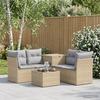 Sofa Set 6 Pieces Beige and Light Gray Poly Rattan and Steel