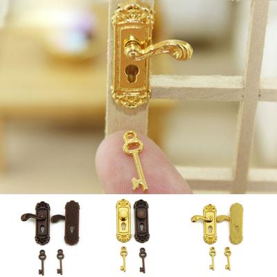 1pc Funny DIY Accessories Retro Door Lock 1/12 Dollhouse Miniature Key Mini