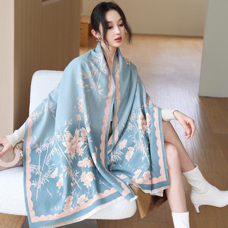65 * 190 cm Autunno e Inverno Nuovo Sciarpa Versatile Semplice Tinta Unita con Frange Imitazione Cashmere Double-Sided Sciarpa Calda Shawl d'Atmosfera