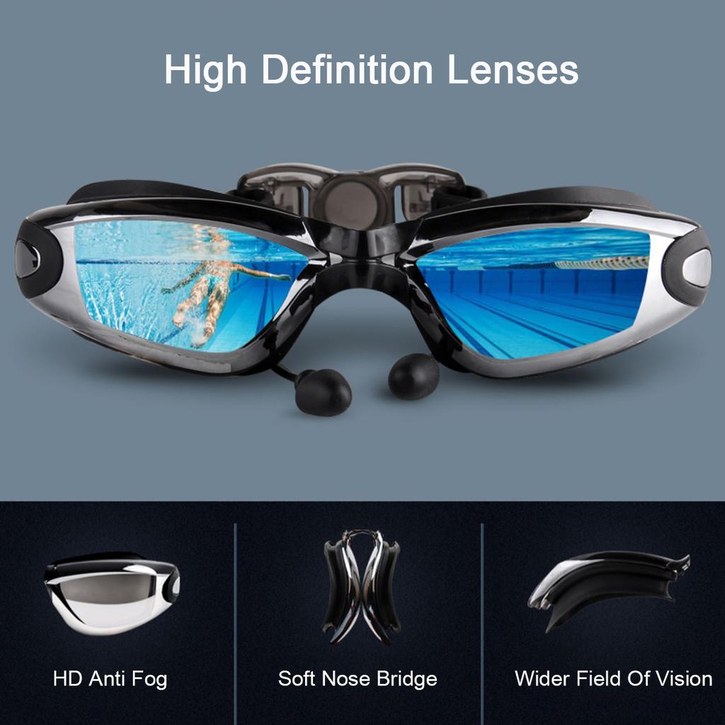 Schwimmbrille Erwachsene Professionelle Poolbrille Antibeschlag und UV-Schutz Schwimmbrille Herren Damen Jugend Kein Auslaufen Schwimmbrille