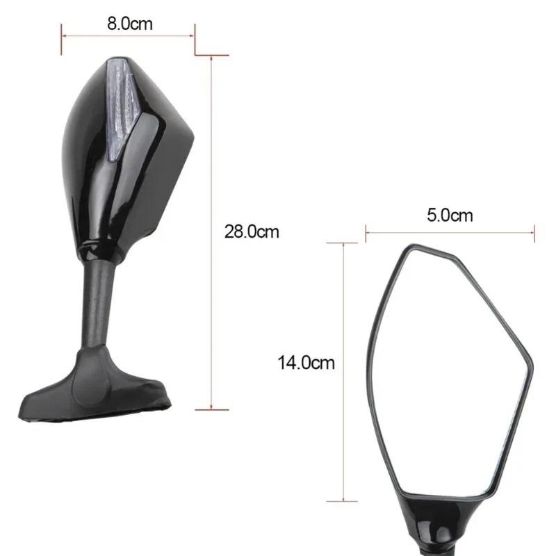 2PCS New for CBR 600 Suzuki Ducati Motorcycle Rearview Mirrors with LED Turn Signals Lights Integrated
