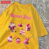 Street Cotton Womans T-Shirts Sweet Day Pink Ice Cream Cake Printed Streetwear Soft Breathable Oversize Trend Female Clothes