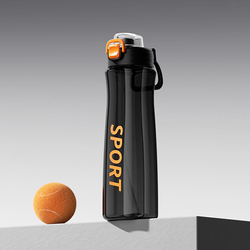 

Sports Water Bottle Portable Leakproof Transparent Bottle With Straw Outdoor Travel Drinking Gym Fitness Water Bottle чорний