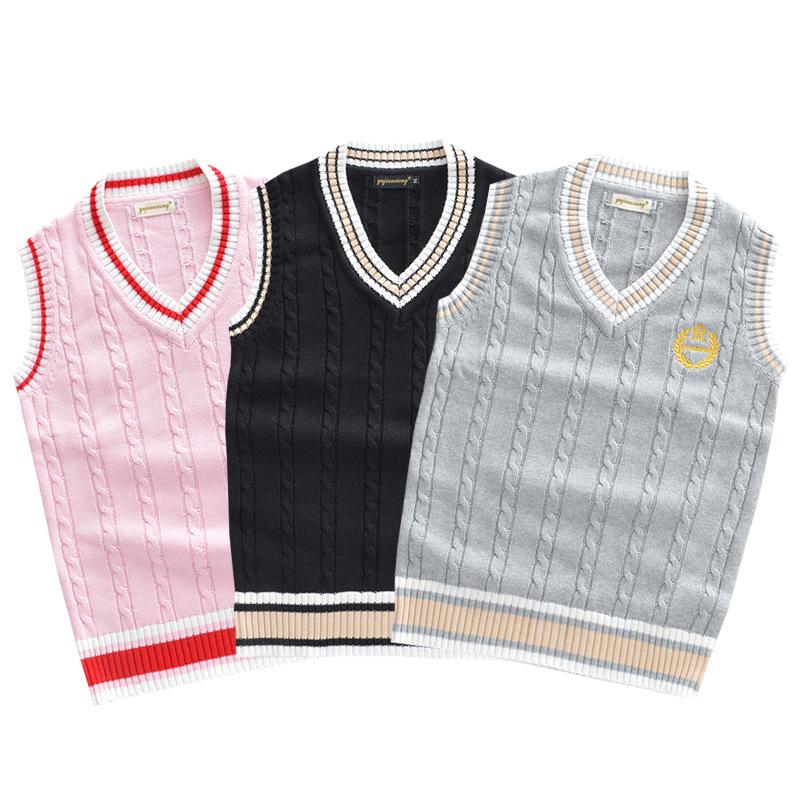 British Style Embroidered Crown V-Neck School Sweater Vest