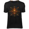 Reaper Skull Badge T-Shirt – Crossed Scythes, Flame Head, Gothic Emblem