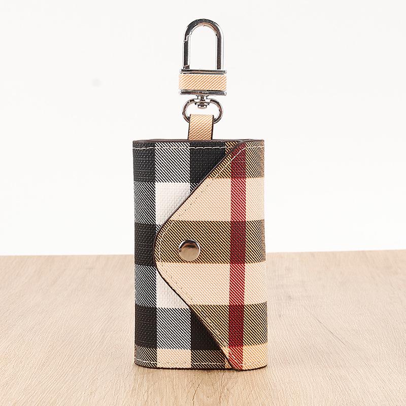 Unisex karierter Schlossbeutel Schlüsselanhänger, Köperdesign 6105