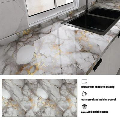 40CM DIY Leicht zu reinigen Wandaufkleber Selbstklebend Schrankdekoration Wasserdicht Ölbeständig Badezimmer Küche Marmor Tapete
