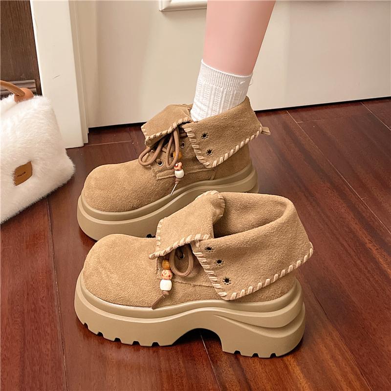 Women Platform Ankle Boots Beaded Trend 2025 Casual New Shoes Snow Boots Winter Woman Sneakers Lace Up Zapatos Mujer