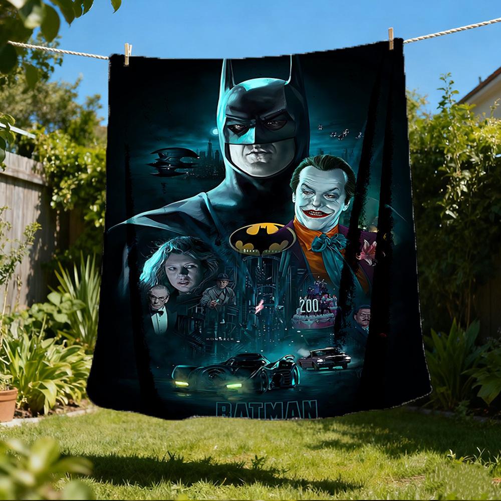 1pc Batman, Joker Outdoor Flannel Throw Blanket Soft, Lightweight & Warm for Sofa, Office