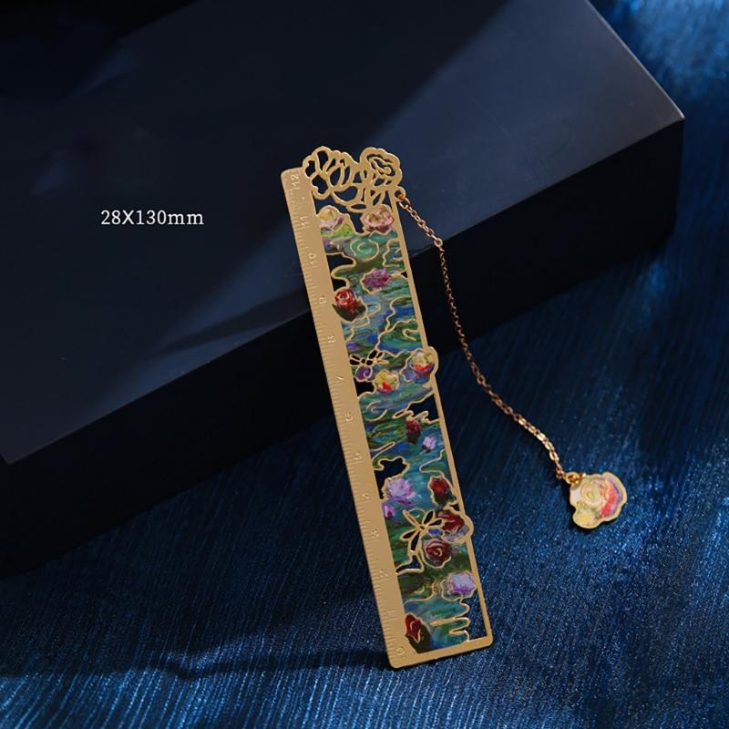 Vintage Hollow Bookmarks with Chain Hollow Metal Bookmarks Book Page Divider for Teacher Book Lover Reading Accessories