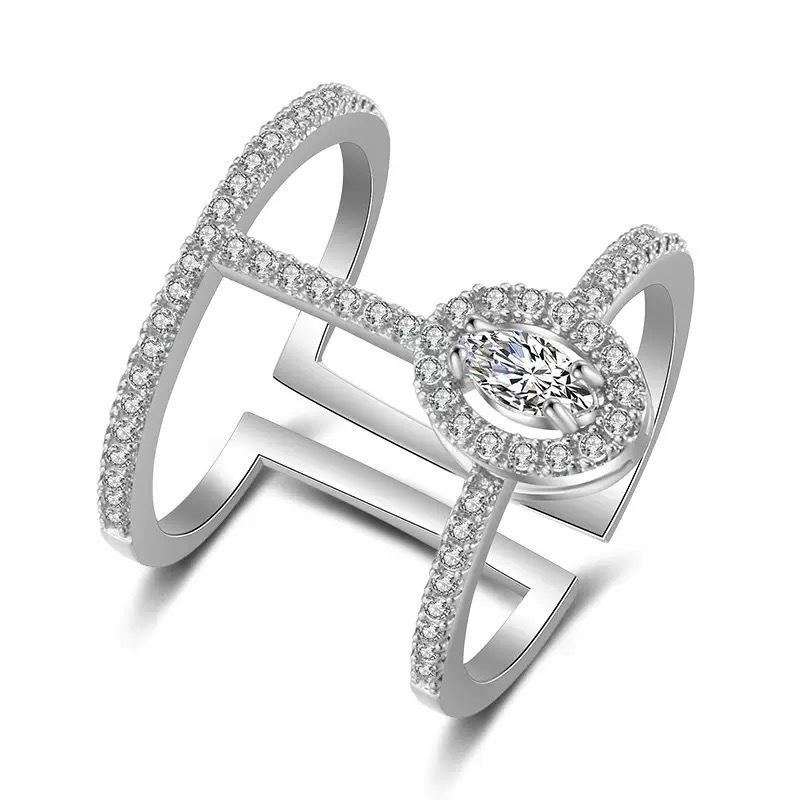 Unisex Index Finger Open Ring Cross-border Fashion Zircon Niche High-end Versatile Temperament Jewelry For Daily Matching
