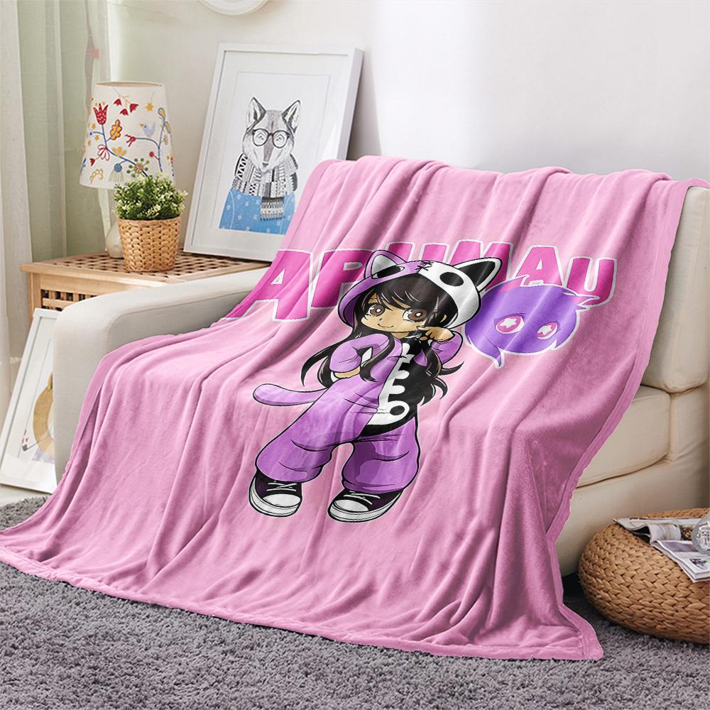 1 szt. Koc flanelowy z nadrukiem Aphmau, Wysokiej jakości, Na wszystkie pory roku, Wystrój domu, Ciepło i komfort, Idealny na prezenty świąteczne