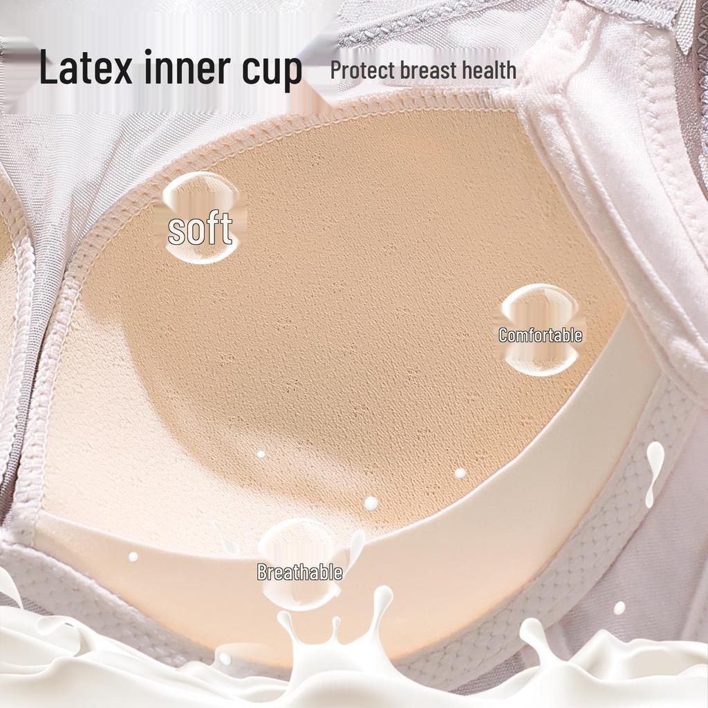 Adjustable Wire-Free Push-Up Lace Minimizer Bandeau Bra with Anti-Sagging Side Support