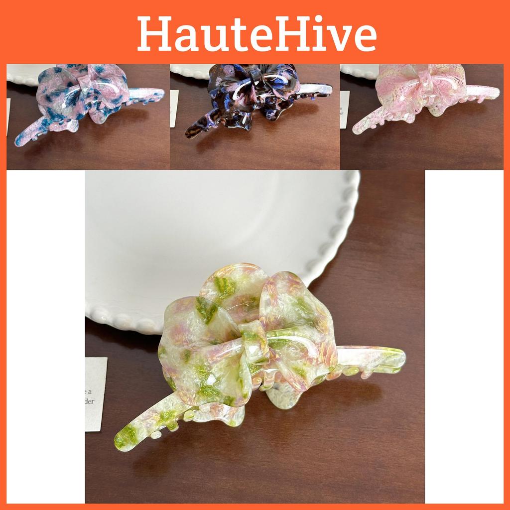 13cm Gorgeous Acetate Hair Claw Clip In Blue Pink Featuring Fashionable Bow For Women