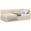 L Shaped Bed Frame with Headboard Cream 100 X 200 Cm Fabric